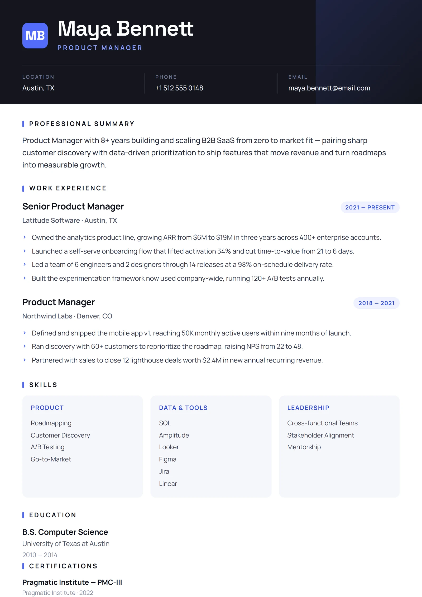 US Resume résumé template preview